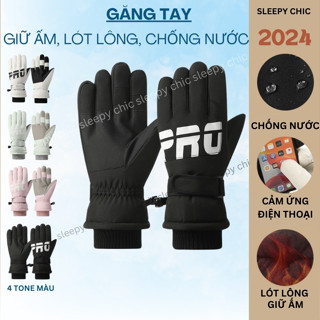  Găng tay nam nữ mùa đông Găng tay chống nước 2024 vải gió lót lông giữ ấm cảm ứng được điện thoại dễ dàng SLEEPYCHIC 