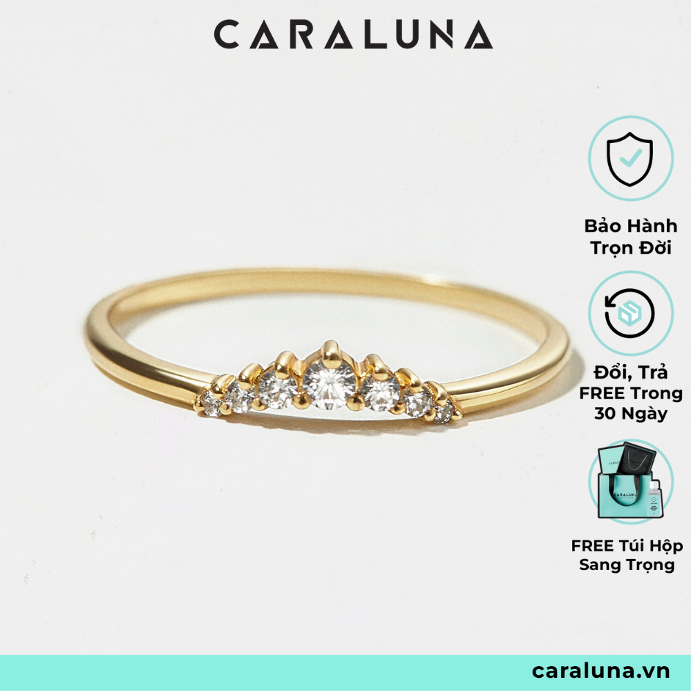 Nhẫn Công Chúa Đính Đá Hình Cung - Nhẫn Mảnh Basic Bạc Ý CARA LUNA - Quà Tặng Người Yêu VCR05