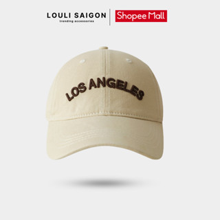Mũ lưỡi trai LOULI SAIGON thêu chữ LOS ANGELES màu đỏ form mềm, chất vải kaki thoáng mát dành cho nam nữ M74