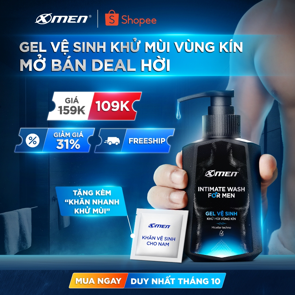 [Mới - Giá dùng thử CHỈ 109K] Gel Vệ Sinh Khử Mùi Vùng Kín Cho Nam Giới Xmen Intimate Wash For Men 100ML