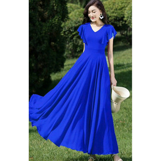 ĐẦM MAXI CỔ V TAY CÁNH TIÊN ĐẦM XOÈ BIG SIZE