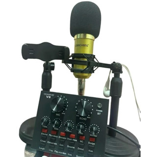 combo bộ míc thu âm livestream hát karaoke online WOAICHANG  BM-900 CARD V8 chân kẹp micro kẹp điện thoại