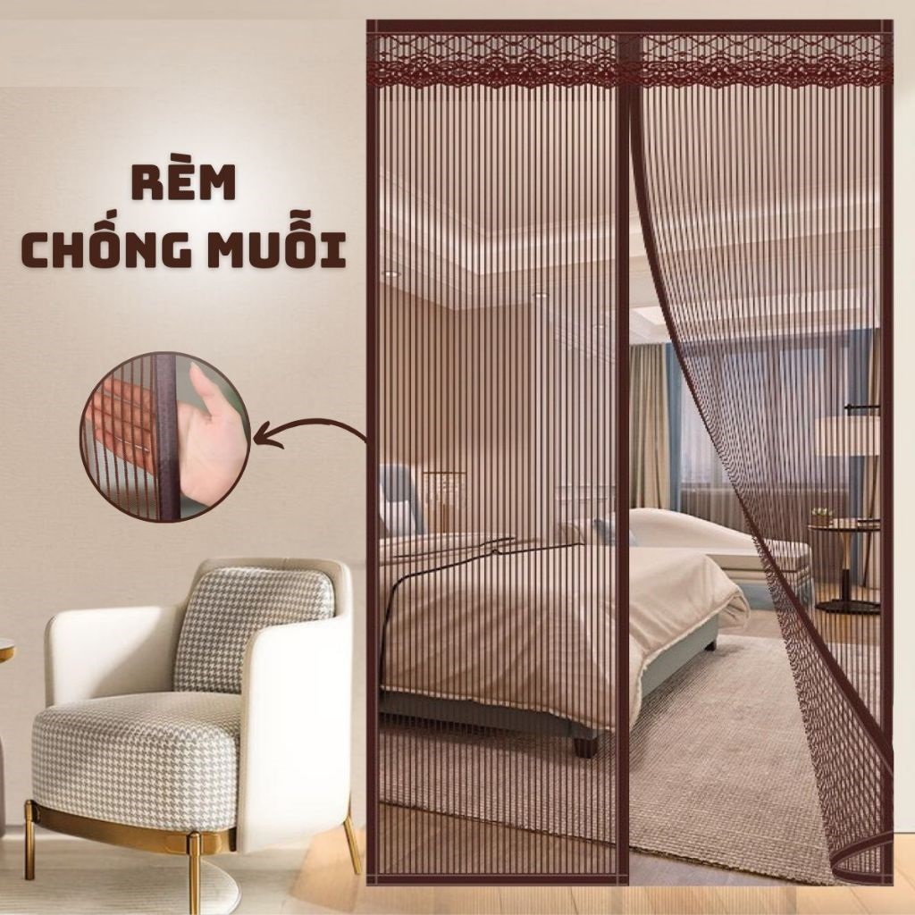    HCM  Rèm cửa từ tính Chống Muỗi Chống Côn Trùng tự dính - Rèm Chống Muỗi cửa chính Nam Châm Dán tường không đục 