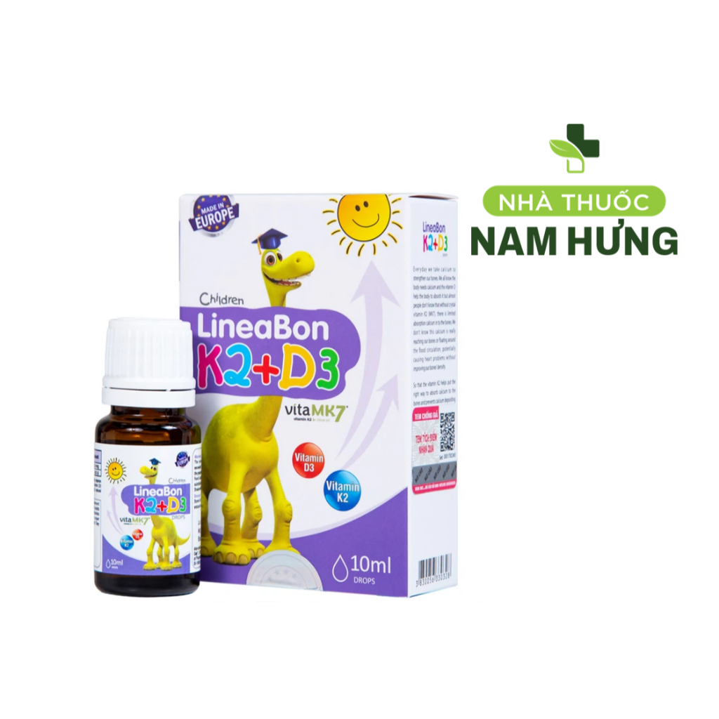 Dung dịch Lineabon K2+D3 hỗ trợ bổ sung Vitamin D3 và Vitamin K2 (10ml)