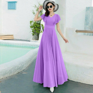 ĐẦM MAXI CỔ V TAY CÁNH TIÊN ĐẦM XOÈ BIG SIZE