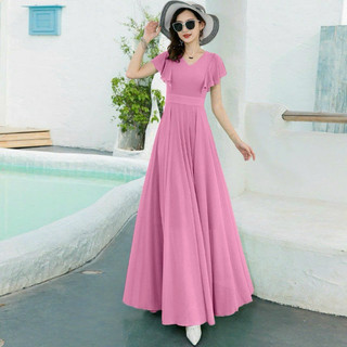 ĐẦM MAXI CỔ V TAY CÁNH TIÊN ĐẦM XOÈ BIG SIZE