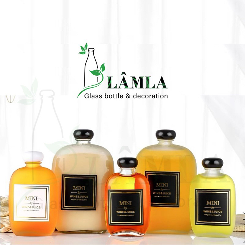 Combo 6chai Thuỷ Tinh Dẹp Bầu Nắp Nhựa Cao Cấp