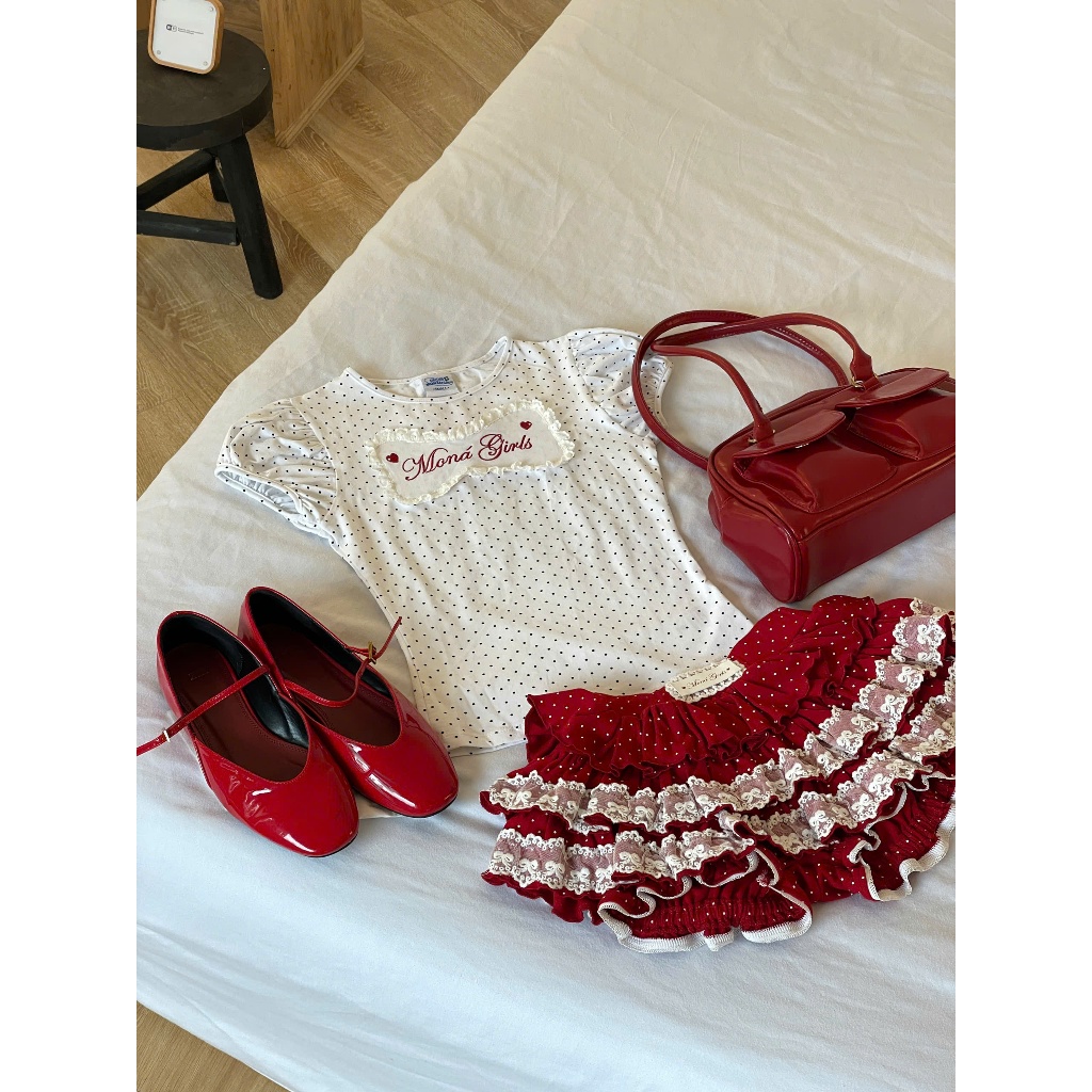 Quần bí nữ giả váy MONÁ phối ren in hoạ tiết chấm bi - MIMI SKIRT | BigBuy360 - bigbuy360.vn