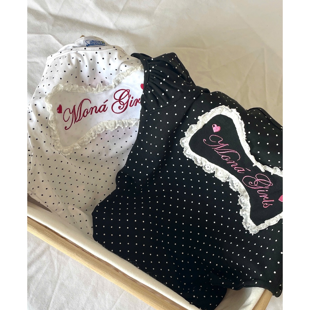 Áo thun babytee nữ MONÁ tay bồng cổ tròn hoạ tiết chấm bi thêu Moná Girls - HAMIE TOP | BigBuy360 - bigbuy360.vn