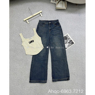 Quần jeans suông gập gấu (ảnh thật/ có sẵn)