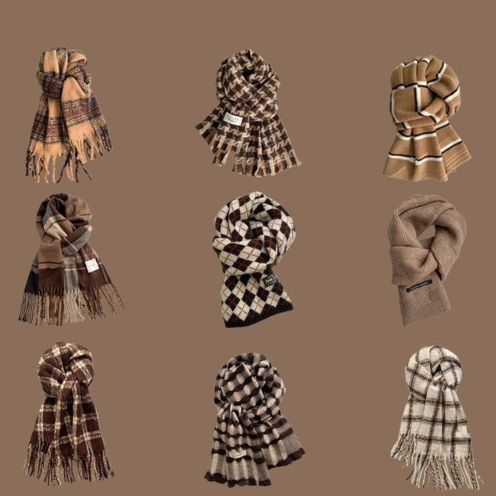 Khăn quàng cổ TUMIE tone màu be chất vải cashmere cao cấp, khăn len choàng cổ dành cho nam và nữ