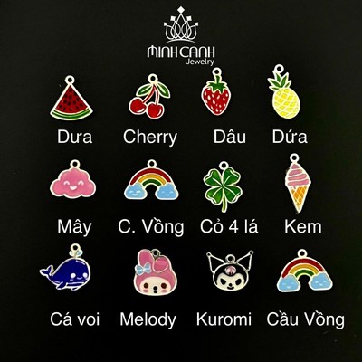 Charm Bạc Sơn Màu Mix Vào Lắc Tay Lắc Chân - Minh Canh Jewelry