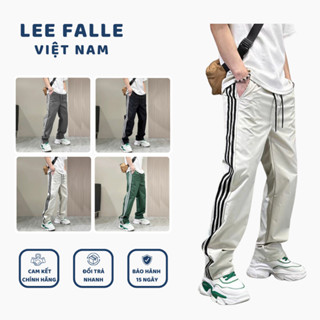  Quần Gió Nam Lee FALLE Việt Nam Ống Đứng Chất Vải Thoáng Mát Không Nhăn Phối Sọc 2 Bên Phong Cách Năng Động 