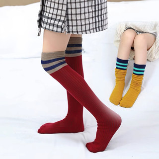 Set 5 Đôi Tất Cotton Cao Đùi Học Sinh Cho Bé Gái (5 đôi 5 màu )  { S115 }