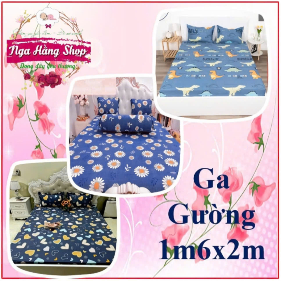 Sỉ ga chun trải giường polly cotton nhiều mẫu, ga trải giường 1m6x2m