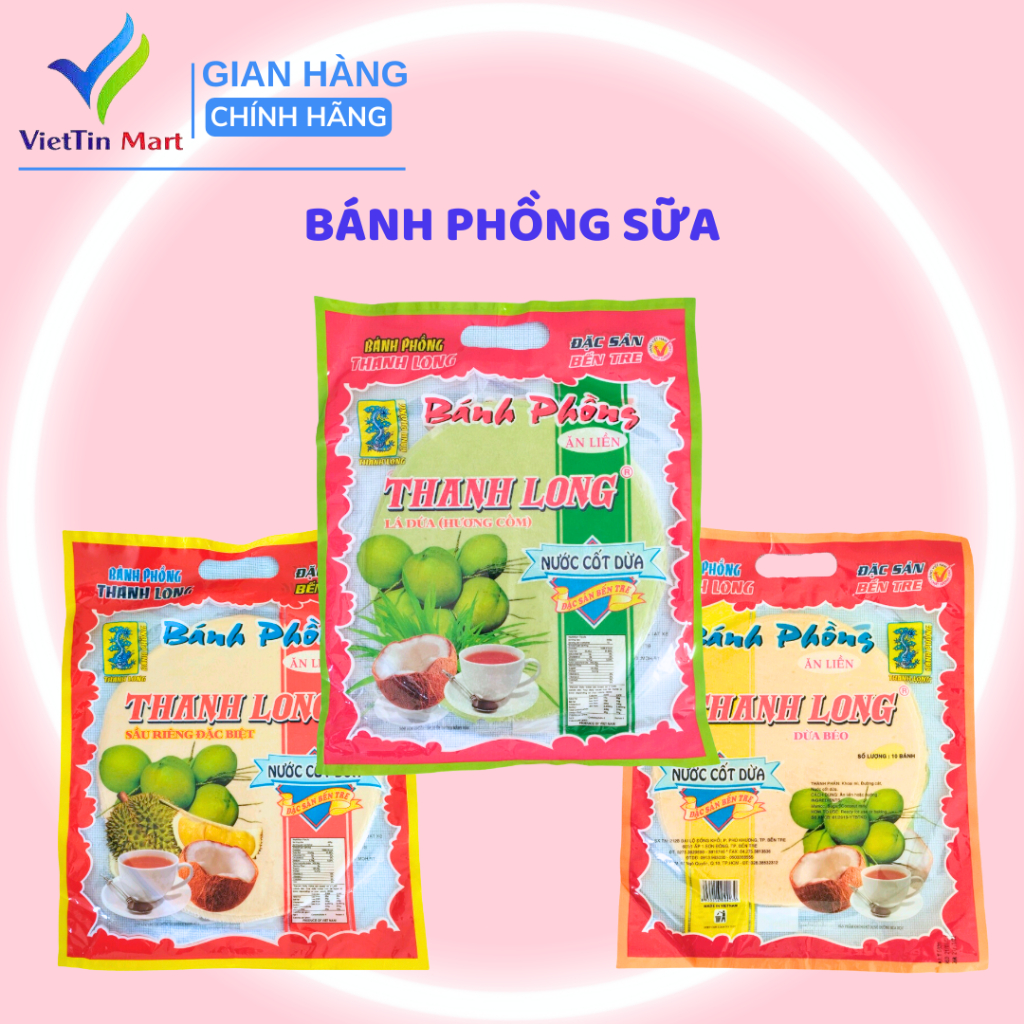 Bánh phồng sữa cốt dừa Thanh Long-Bến Tre (bịch 10c)
