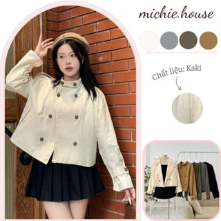 Áo Khoác Kaki Dáng Lửng Nữ 2 Lớp, Áo Khoác Croptop Kiểu Dáng Hàn Quốc Trẻ Trung - Michie.house - A490