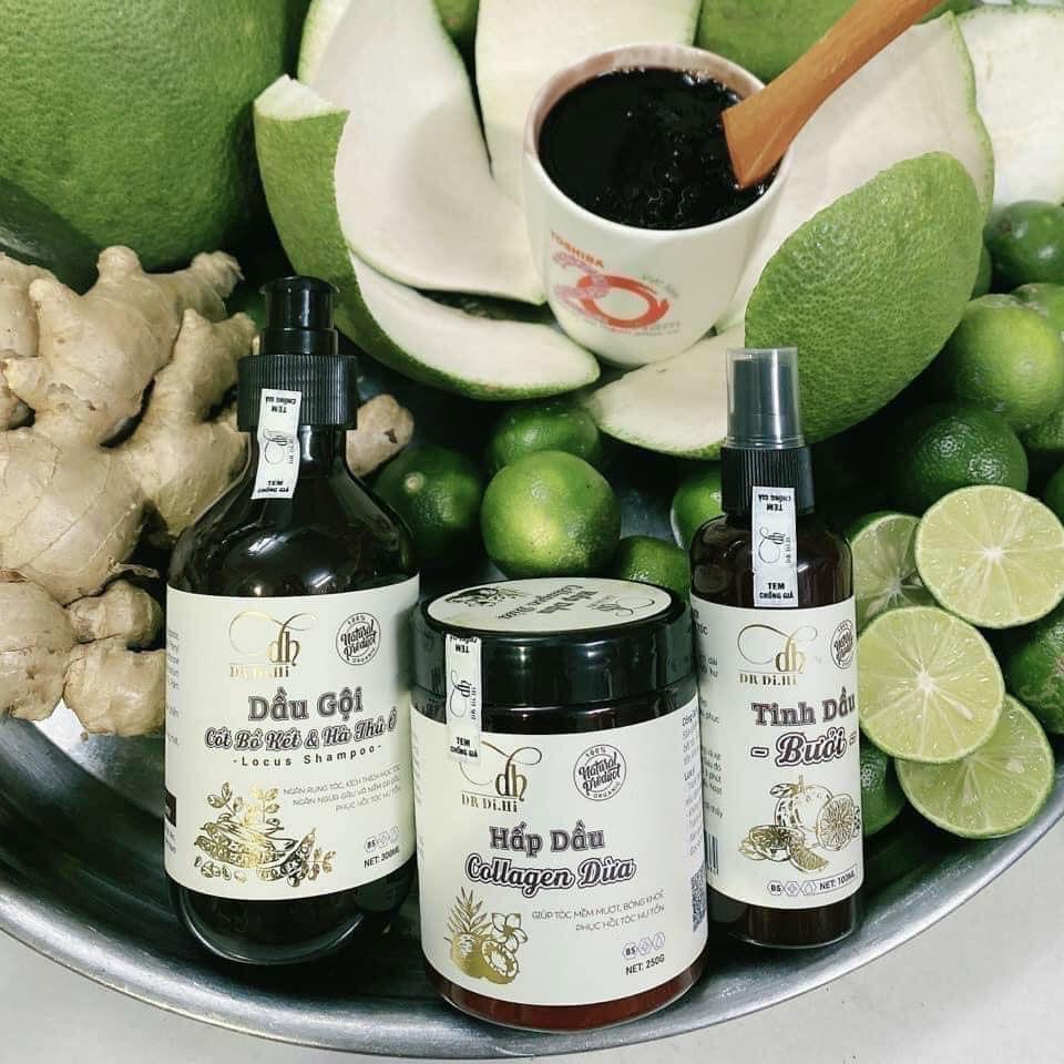 Combo Dầu Gội Bồ Kết Dr Di Hi + Hấp Dầu Collagen Dừa + Xịt Tinh Dầu Bưởi Dr Di Hi Kích Thích Mọc Tóc Dài Nhanh