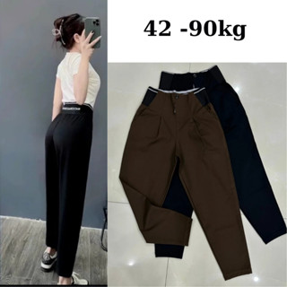 Quần Baggy Bigsize Nữ 42kg - 90kg Form Baggy Cạp Cao 10CM Chất UMI Co Giãn 4 Chiều MặcĐi Làm Đi Học Đi Chơi Đi Dã Ngoại