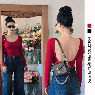 Áo dài tay hở lưng CÓ MÚT NGỰC cổ vuông sexy TUẤN NGA-XƯỞNG SỈ ÁO THUN chất thun boỏib cai cấp mềm mịn co dãn thoải mái