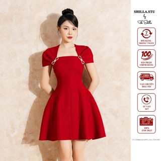 Váy đầm thiết kế cao cấp màu đỏ đính đá nơ vai sang trọng [ Ảnh thật ] The Shilla-CG.C55B41.62D2PK.LEXU