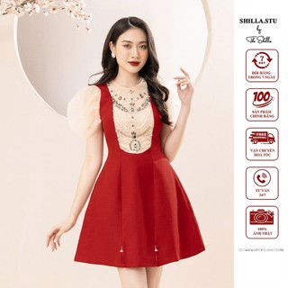 Váy thiết kế cao cấp màu đỏ đính đá sang trọng [ Có video + Ảnh thật ] The Shilla – T46E40.87DF2.LEXU.T2.V86 ĐỎ