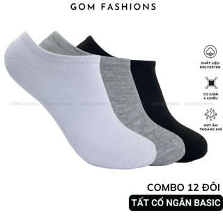 Set 12 đôi tất trơn cổ ngắn GOMTAT, vớ ngắn nam nữ chuẩn xuất Nhật  VOTRON-VNXK-CB12