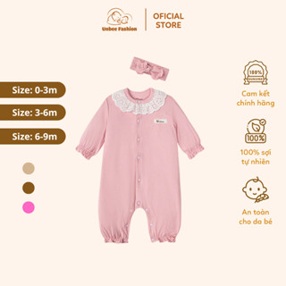 Set body bé gái cổ ren tặng kèm băng đô Unbee - Bộ quần áo body mùa đông cho bé gái - Unbee