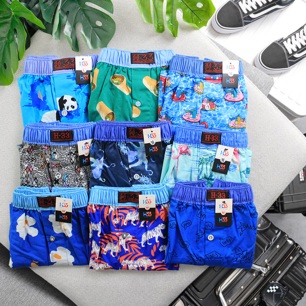  Quần Đùi Nam H33 Họa Tiết Kate Cotton 100% Mềm Mịn Thoáng Mát Size 45-95kg 