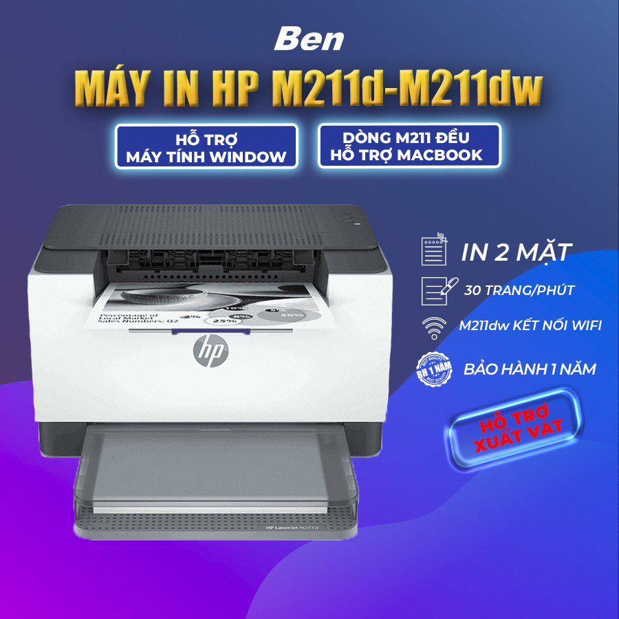 Máy in đen trắng HP LaserJet M211D (9YF82A)