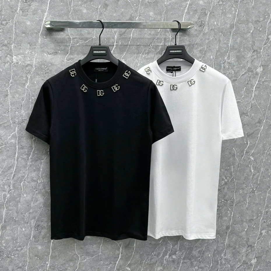 Áo phông nam nữ thiết kế logo chữ Dolce sắt quanh cổ kiểu dáng đơn giản basic hot trend 2023