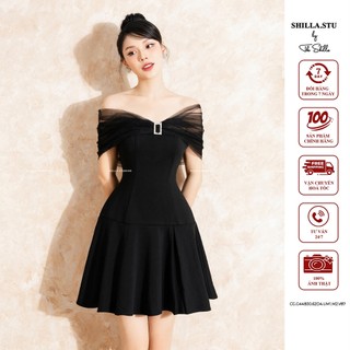 Váy đầm thiết kế cao cấp màu đen trễ vai lưới sang trọng [ Ảnh thật ] The Shilla-CG.G44B30.62D4.UM1