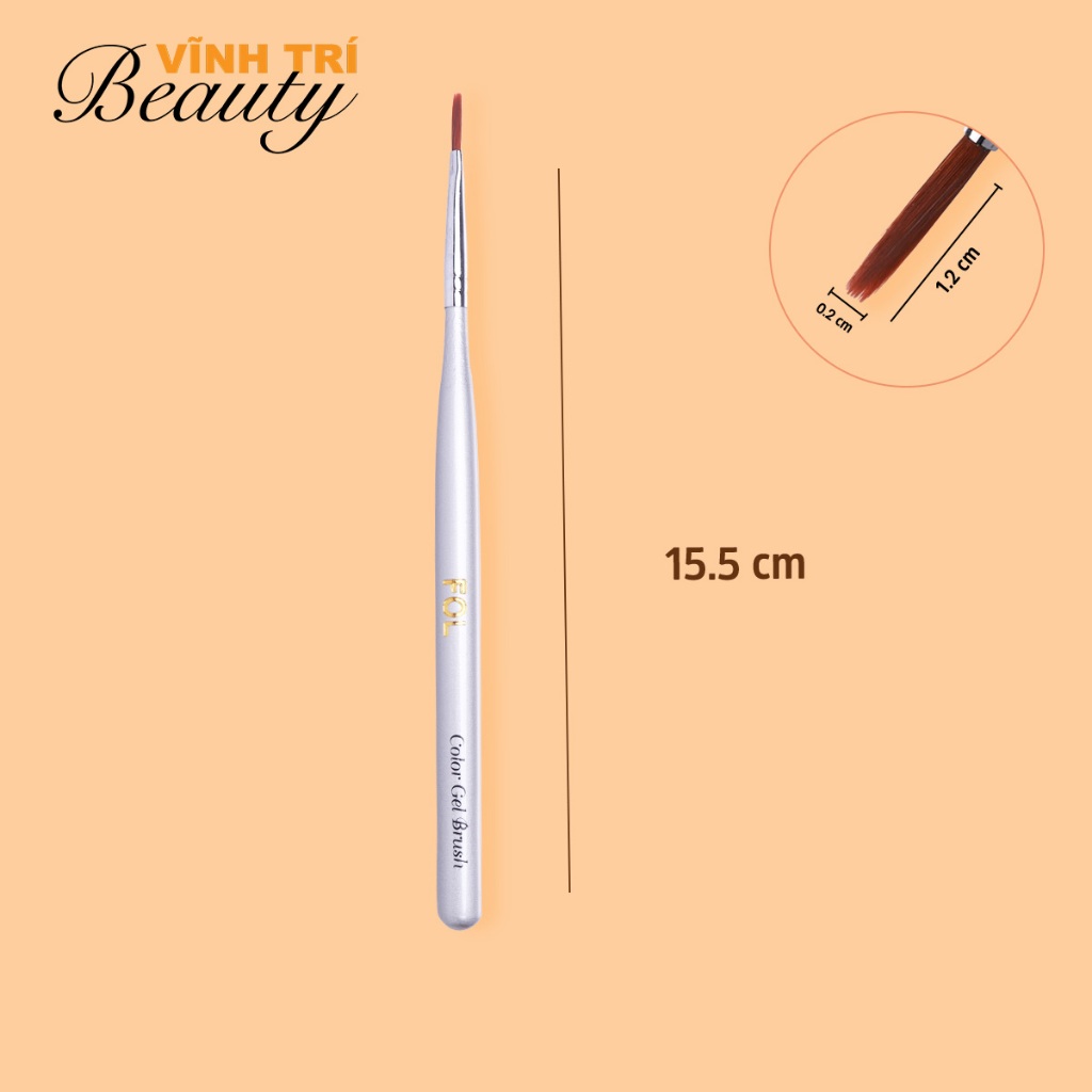 Cọ Bản Dài Gel FOL 15.5cm – Lông mềm 1.2cm, phủ nền/hoa bản nhanh