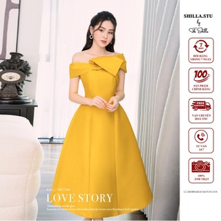 Váy đầm thiết kế cao cấp màu vàng trễ vai sang trọng [ Ảnh thật ] The Shilla-CG.N65B8.66D6.TAP.T2M.V105 - VÀNG