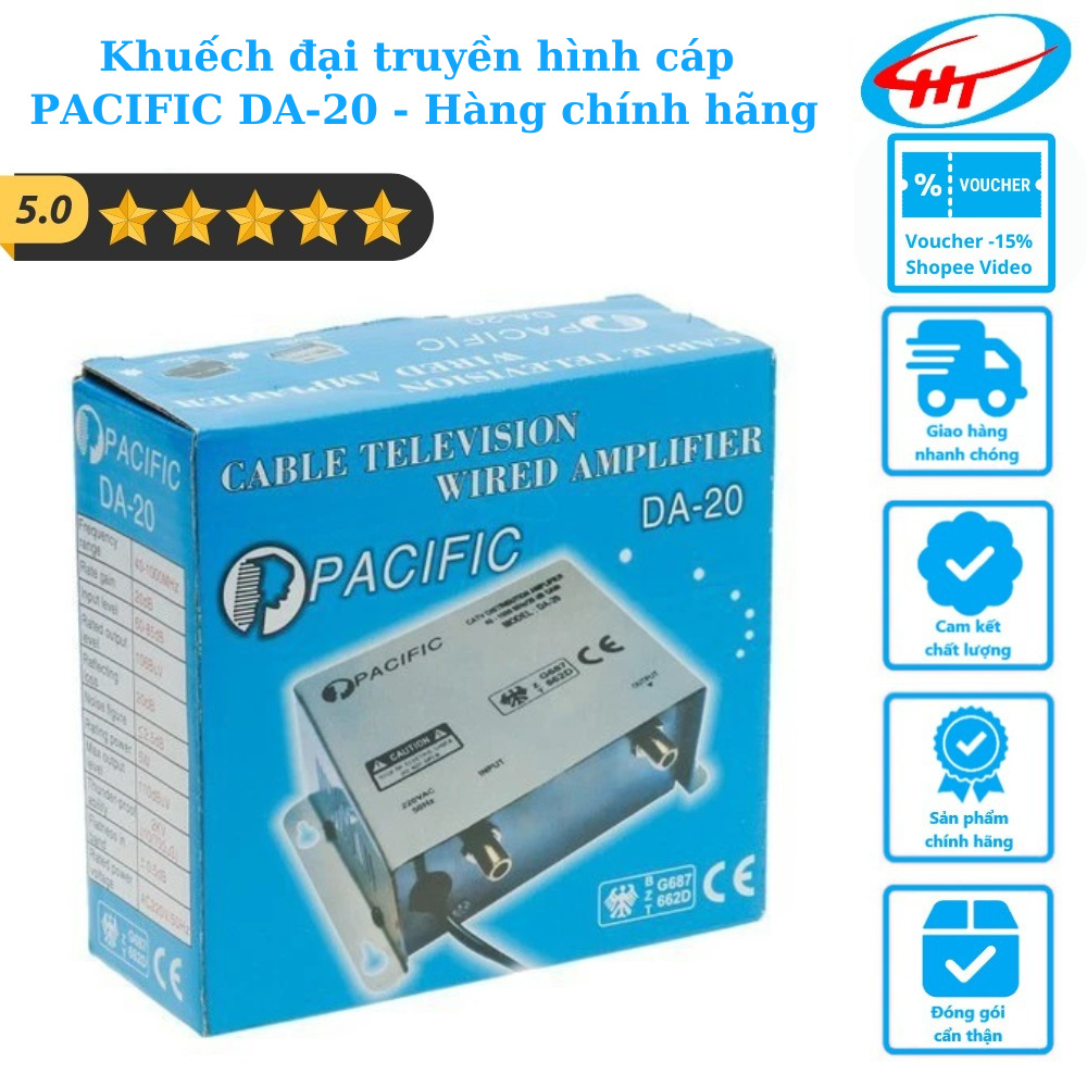 (BH 3 Tháng) Khuếch đại truyền hình cáp PACIFIC DA-20 - Hàng chính hãng