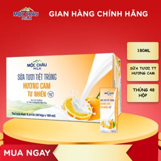 Thùng 48 hộp 180ml Sữa tươi tiệt trùng Hương Cam Mộc Châu Milk
