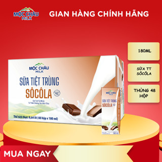 Thùng 48 hộp 180ml Sữa tươi tiệt trùng Vị SôCôLa Mộc Châu Milk