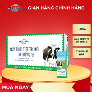 Thùng 48 hộp 180ml Sữa tươi tiệt trùng Có đường  Mộc Châu Milk