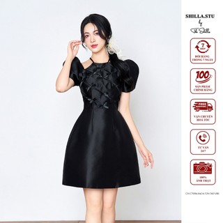 Váy đầm thiết kế cao cấp màu đen đính kết nơ cổ yếm sang trọng [ Ảnh thật ] The Shilla-CM.C75B4.64D4.T2M.TAP.V86 - ĐEN
