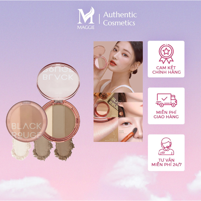 Phấn Highlight Và Tạo Khối Black Rouge Up And Down Triple Contouring