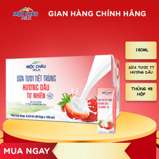 Thùng 48 hộp 180ml Sữa tươi tiệt trùng Hương dâu Mộc Châu Milk