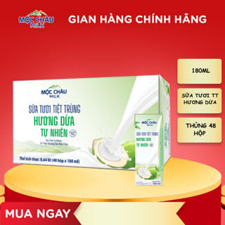 Thùng 48 hộp 180ml Sữa tươi tiệt trùng hương dừa Mộc Châu Milk