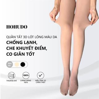 Quần Tất 3D Lót Lông Màu Da HOHUDO Thon Gọn Chân Giữ Ấm Mùa Đông, Freesize, Chống Lạnh, Che Khuyết Điểm, Co Giãn Tốt