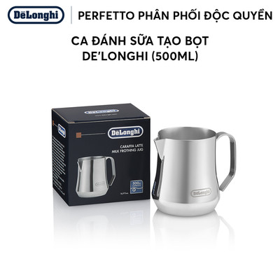 Ca đánh sữa tạo bọt pha cà phê Latte, Cappuccino inox DeLonghi (500ml)