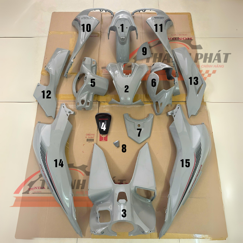 DÀN ÁO VISION XÁM XI MĂNG ĐỜI 2023 ZIN HÃNG HONDA (BÁN LẺ TỪNG MÓN)