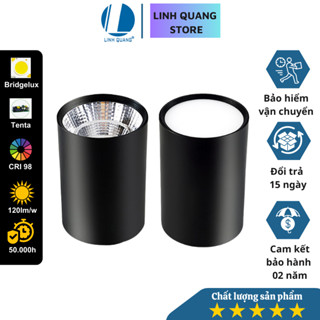 Đèn LED ống bơ, lon nổi ốp trần COB spotlight chiếu điểm & downlight tản quang LQ D75xH100mm CRI>98