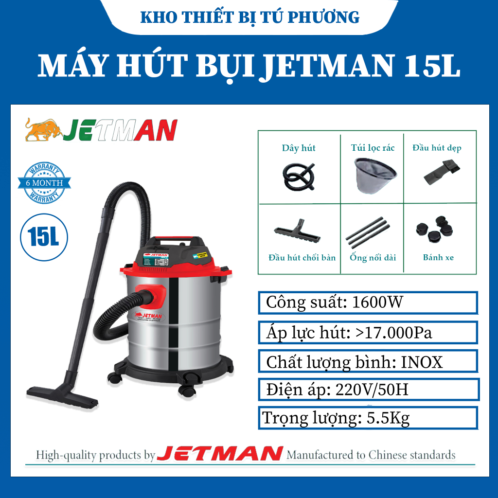 Máy Hút Bụi Công Nghiệp Đa Chức Năng 12L - 15L - 18L - 20L - 25L - Công Suất 1600W - Làm Sạch