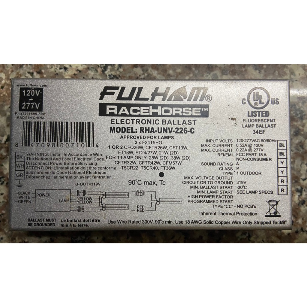 Chấn lưu điện tử RHA-UNV-226-C Ballast Fulham RaceHorse