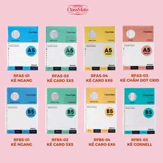 Giấy Refill Thay Ruột Sổ Còng A5 B5 CLASSMATE  20 26 Lỗ Định Lượng 100gsm Kẻ Ngang, Caro, Dot Grid - Tập 50 Tờ RFA5/B5