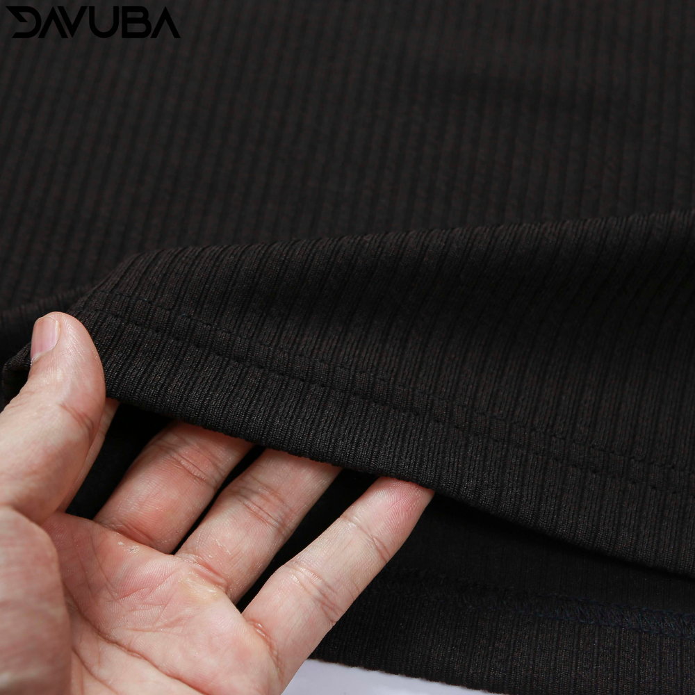 Áo thun tăm cổ V DAVUBA dài tay from rộng SM106 | BigBuy360 - bigbuy360.vn